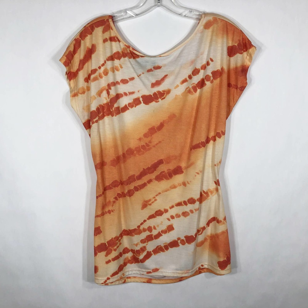 New Directions XL Top Orange White Ruched 780 - Picture 2 of 6